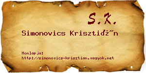 Simonovics Krisztián névjegykártya